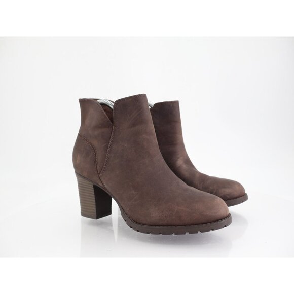 Clarks Women's Verona Trish Boot Size 9 Block Heel Bootie Brown Leather Comfy - Picture 2 of 12